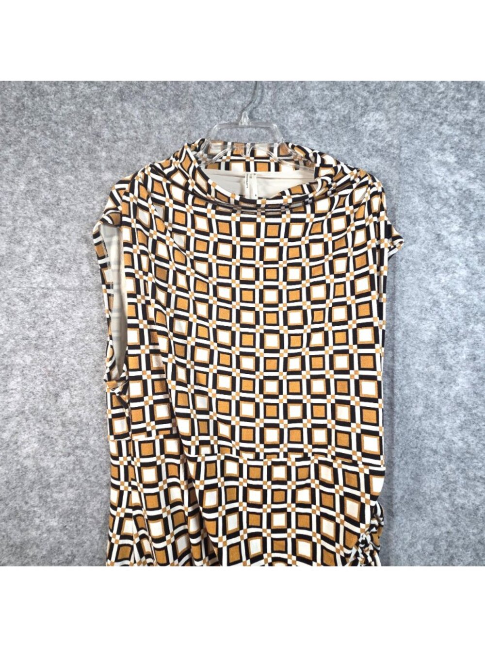 By Anthropologie The Maya Ruched Cowl Neck Dress 2X Geometric Plus Size Boho - Picture 4 of 10